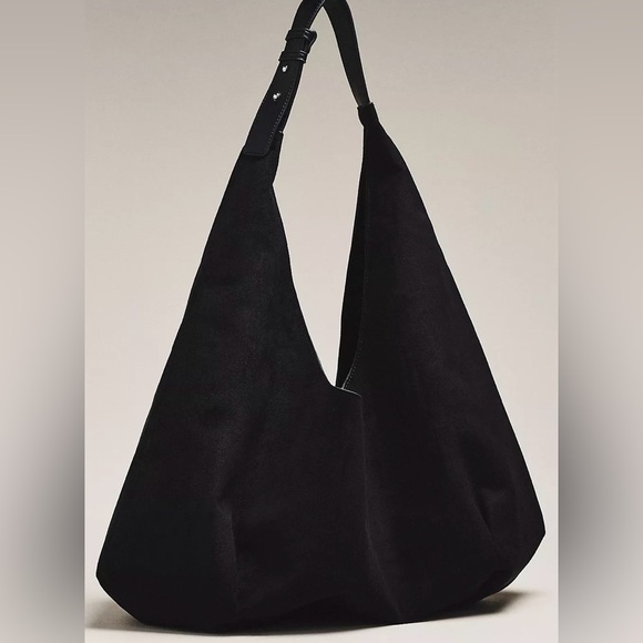 Anthropologie Handbags - NWT Anthropologie Large Faux-Suede Slouchy
Tote Elegant Black Hobo Bag